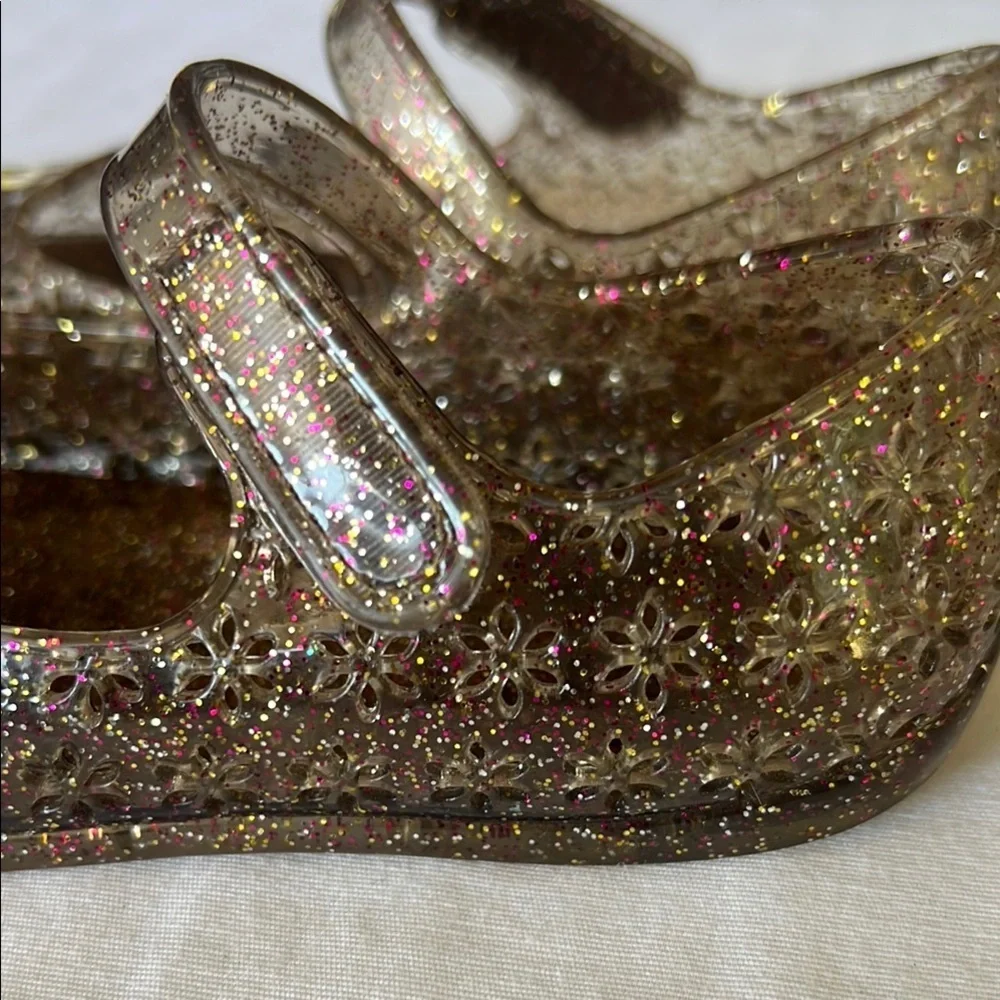 Source Unknown Brown/ pink Glitter Dress Shoes mini Melissa style #201